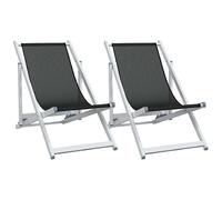 Eleganz Lot de 2 chaises de plage pliables en aluminium et textilène, légères, résistantes aux intempéries et peu encombrantes, idéales pour le jardin, la plage et le camping