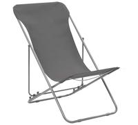 Eleganz Lot de 2 chaises de plage pliantes - Acier et tissu Oxford gris - Légères et compactes pour jardin, balcon et plage - Acier revêtu par pulvérisation et tissu Oxford 600D avec revêtement en PVC