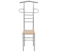 Eleganz Lot de 2 chaises de valet - Cadre en métal et siège en bois - Rangement stable pour vêtements pour chambre à coucher et couloir - Peu encombrant et durable
