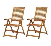 Eleganz Lot de 2 chaises longues de jardin avec coussins en bois massif d'acacia, durables et confortables pour la terrasse, le jardin ou la piscine, meubles de jardin de qualité supérieure