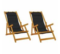 Eleganz Lot de 2 chaises longues en bois d'acacia massif - Pour terrasse et balcon - Durable et résistant aux intempéries - Relaxation confortable en plein air