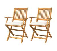 Eleganz Lot de 2 chaises pliantes blanches en bois massif d'acacia - Meubles de jardin pour terrasse et balcon - Légères et stables - Peu encombrantes