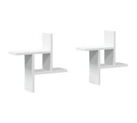 Eleganz Lot de 2 étagères murales blanches 38 x 12 x 38 cm en matériau à base de bois - Rangement peu encombrant pour les petits espaces, durable et respectueux de l'environnement