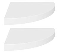 Eleganz Lot de 2 étagères murales d'angle coulissantes, blanches, 35 x 35 x 3,8 cm, en MDF et métal nid d'abeille, peu encombrantes et élégantes pour les petites pièces