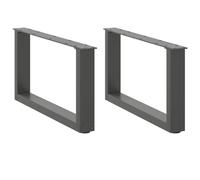 Eleganz Lot de 2 pieds de table anthracite en forme de U, en acier, dimensions 60 x (30-31) cm, idéaux pour les constructions de tables basses grandes et stables