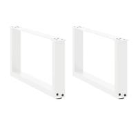 Eleganz Lot de 2 pieds de table blancs en acier en forme de U, dimensions 70 x (30-31) cm, idéaux pour les constructions de tables basses grandes et stables