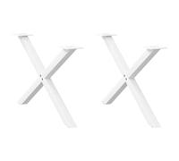 Eleganz Lot de 2 pieds de table blancs en forme de X en acier, dimensions 70 x (42-43) cm, robustes et modernes, pour les grandes constructions de table basse