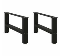 Eleganz Lot de 2 pieds de table noirs en acier, dimensions 60 x (30-31) cm, idéaux pour les constructions de tables basses grandes et modernes