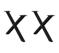 Eleganz Lot de 2 pieds de table noirs en forme de X en acier, dimensions 70 x (42-43) cm, parfaits pour les constructions de tables basses grandes et stables