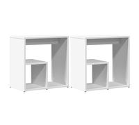 Eleganz Lot de 2 tables d'appoint blanches 50 x 30 x 50 cm en matériau dérivé du bois - Moderne et durable pour salon, chambre à coucher ou balcon - Peu encombrantes et élégantes