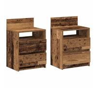 Eleganz Lot de 2 tables de chevet avec 2 tiroirs, aspect bois vieilli, 40 x 33 x 60 cm, élégantes et pratiques, pour chambre à coucher, idéales pour les petites pièces et les aménagements modernes