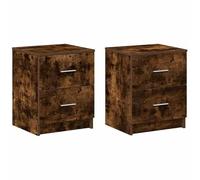 Eleganz Lot de 2 tables de chevet avec 2 tiroirs en chêne fumé 40 x 36 x 50 cm - Commodes de chambre à coucher, solutions de rangement pour petits espaces, durable et élégant