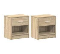 Eleganz Lot de 2 tables de chevet avec tiroir en chêne Sonoma - Table d'appoint moderne pour chambre à coucher - 39 x 28 x 41 cm - Peu encombrante et élégante