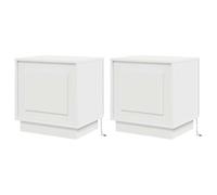 Eleganz Lot de 2 tables de chevet blanches - En bois - 44 x 34,5 x 45 cm - Commode peu encombrante pour petits espaces - Durable et élégante
