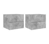 Eleganz Lot de 2 tables de chevet en bois - Gris béton - Moderne et peu encombrant pour chambre à coucher, éclairage pratique et espace de rangement