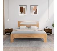 Eleganz Lot de 2 tables de chevet en chêne fumé et bois massif d'eucalyptus - Design moderne - 50 x 46 x 50 cm - Construction solide en bois pour chambre à coucher - Durable et élégante