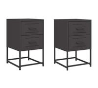 Eleganz Lot de 2 tables de chevet - Noir - Tables d'appoint modernes en acier (36 x 39 x 60,5 cm) - Pour chambre à coucher et salon - Durable et élégante