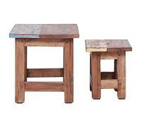Eleganz Lot de 2 tables gigognes en bois massif recyclé - Tables durables en bois recyclé pour salon et jardin - durables et respectueuses de l'environnement