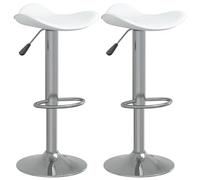 Eleganz Lot de 2 tabourets de bar - Blanc avec pied en acier chromé et cuir synthétique - Tabouret moderne pour cuisine, bar ou salon - Ottoman stable et facile d'entretien