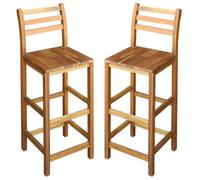 Eleganz Lot de 2 tabourets de bar en bois massif d'acacia traité à l'huile - Meubles de jardin durables pour terrasse et jardin - Naturel et élégant