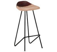 Eleganz Lot de 2 tabourets de bar en cuir véritable marron - Ottoman de qualité supérieure pour salon et cuisine - Durable et confortable - Parfait pour les hôtes et les amateurs de style