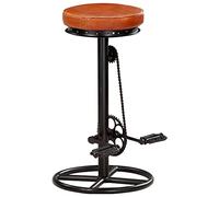 Eleganz Lot de 2 tabourets de bar, noirs et marron, en cuir de chèvre véritable, ottomans de qualité supérieure pour salon, bar ou cuisine, durables et confortables