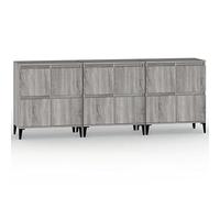 Eleganz Lot de 3 buffets gris Sonoma - Meuble de salon en bois - 60 x 35 x 70 cm - Ensemble de rangement moderne pour petits espaces