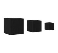 Eleganz Lot de 3 tables d'appoint empilables - Bois de chêne noir - Peu encombrant pour salon et balcon - Moderne et durable