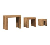Eleganz Lot de 3 tables gigognes en bois de chêne artisanal - Pour salon, cuisine ou jardin - Durable et stable - Solution peu encombrante pour les petits espaces