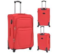 Eleganz Lot de 3 valises souples avec trolley, valise légère et durable pour voyage, compartiments de chambre et roues lisses, parfait pour les voyages domestiques et internationaux, rouge