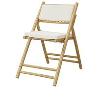 Eleganz Lot de 4 chaises de bistrot pliables en bambou avec coussins blanc crème - Chaises de jardin pour terrasse et balcon, durables et respectueuses de l'environnement - Parfaites pour les petits