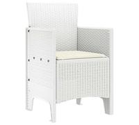 Eleganz Lot de 4 chaises de jardin avec coussin, en polypropylène, résistantes aux intempéries et confortables, pour terrasse, jardin ou balcon - Blanc