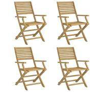 Eleganz Lot de 4 chaises de jardin pliables en bois d'acacia massif - Finition claire, robuste et peu encombrante pour la terrasse, le balcon ou le jardin - Assise pratique pour l'extérieur