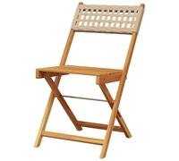 Eleganz Lot de 4 chaises de jardin pliables en bois massif d'acacia avec finition à l'huile et rotin PE, beiges, meubles d'extérieur pour terrasse, jardin et balcon, durables et résistantes aux