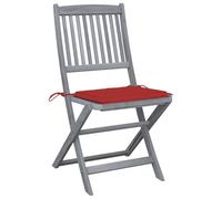 Eleganz Lot de 4 chaises de jardin pliantes avec coussin en bois d'acacia massif, durables et confortables, pour terrasse, balcon et jardin