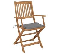 Eleganz Lot de 4 chaises de jardin pliantes avec coussin en bois d'acacia massif, durables et confortables, pour terrasse, balcon et jardin, peu encombrantes et empilables