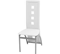 Eleganz Lot de 4 chaises de salle à manger en cuir synthétique blanc - Ottomans modernes pour salon et salle à manger, confortables et durables, peu encombrantes