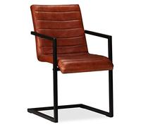 Eleganz Lot de 4 chaises de salle à manger en cuir véritable marron - Chaises ottoman modernes pour salon et salle à manger - Confortable et durable