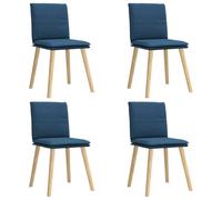 Eleganz Lot de 4 chaises de salle à manger en tissu bleu - Ottomans confortables et élégants pour salon et salle à manger - Durable et facile d'entretien