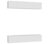 Eleganz Lot de 4 meubles TV en bois - Blanc - 80 x 30 x 30 cm - Parfait pour les haut-parleurs, compacts et durables - Solution idéale pour les petits espaces de vie