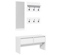 Eleganz Lot de 4 porte-manteaux blancs en bois avec fer galvanisé et acrylique - Tabouret de coiffeuse pour une organisation élégante - Durable et peu encombrant