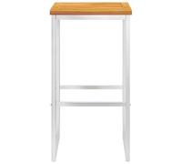 Eleganz Lot de 4 tabourets de bar, en bois d'acacia massif, finition à l'huile, aspect teck et acier inoxydable 304, meubles de jardin de qualité supérieure, pour terrasse, jardin et balcon, durables