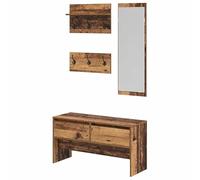 Eleganz Lot de 4 tabourets de coiffeuse en bois et bois recyclé - Meubles de couloir élégants avec tiroirs pour plus d'espace de rangement - Idéal pour le couloir ou l'entrée