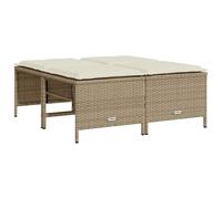 Eleganz Lot de 4 tabourets de jardin avec coussin, beige, en polyrotin, pour jardin, terrasse et balcon, résistant aux intempéries et confortable, design extérieur moderne