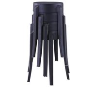 Eleganz Lot de 4 tabourets empilables noirs - Ottomans peu encombrants pour salon, jardin et balcon - Léger et stable en plastique