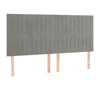 Eleganz Lot de 4 têtes de lit, gris clair, 100 x 5 x 78/88 cm, en velours, revêtement de lit de qualité supérieure pour chambre à coucher, doux et durable, design moderne pour un sommeil réparateur