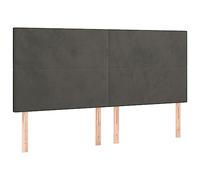 Eleganz Lot de 4 têtes de lit, gris foncé, 90 x 5 x 78/88 cm, en velours, de luxe, pour chambre à coucher, décoration moderne et dossier confortable