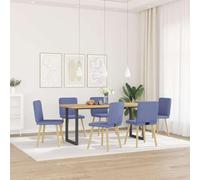 Eleganz Lot de 6 chaises de salle à manger en tissu bleu jean - Ottoman confortable pour salon et cuisine, durables et élégantes, idéales pour les familles et les hôtes