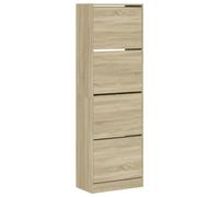 Eleganz Meuble à chaussures à 4 abattants en bois peu encombrant pour les petits appartements, élégant en chêne Sonoma, 60 x 34 x 187,5 cm, idéal pour les familles