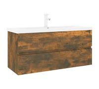 Eleganz Meuble de lavabo avec bac encastrable en bois de chêne fumé - Ensemble de meubles de salle de bain pour salle de bain moderne, durable et peu encombrant